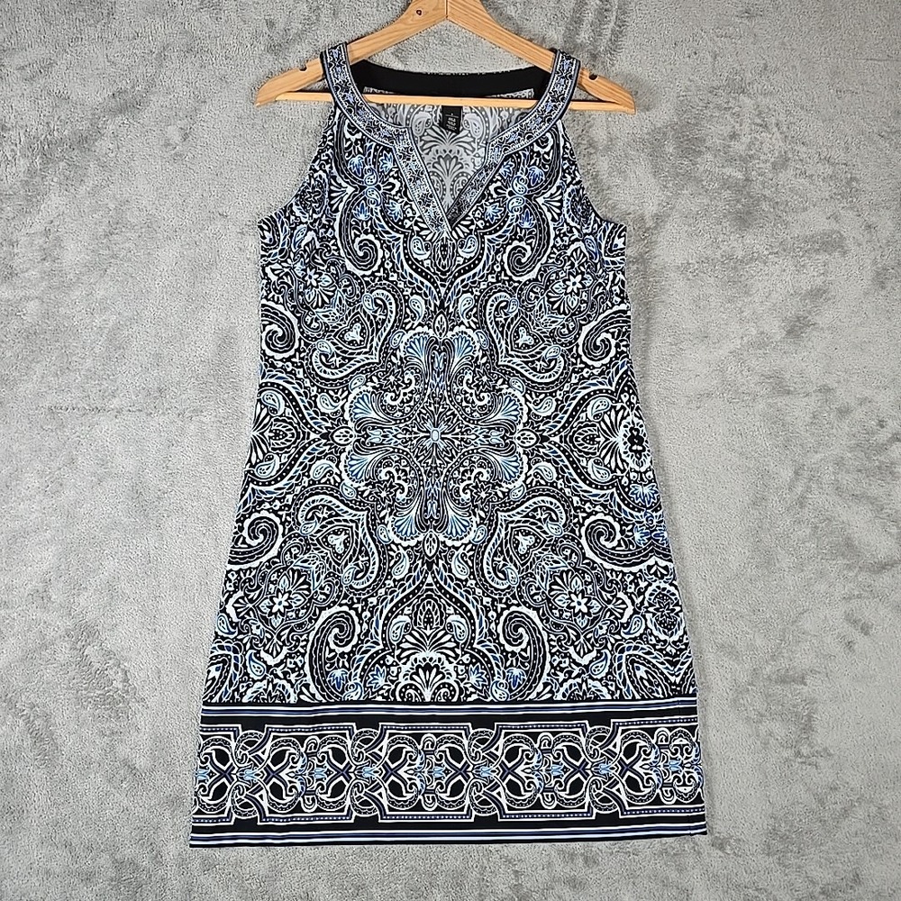 White House Black Market Black and White Paisley Mini Dress